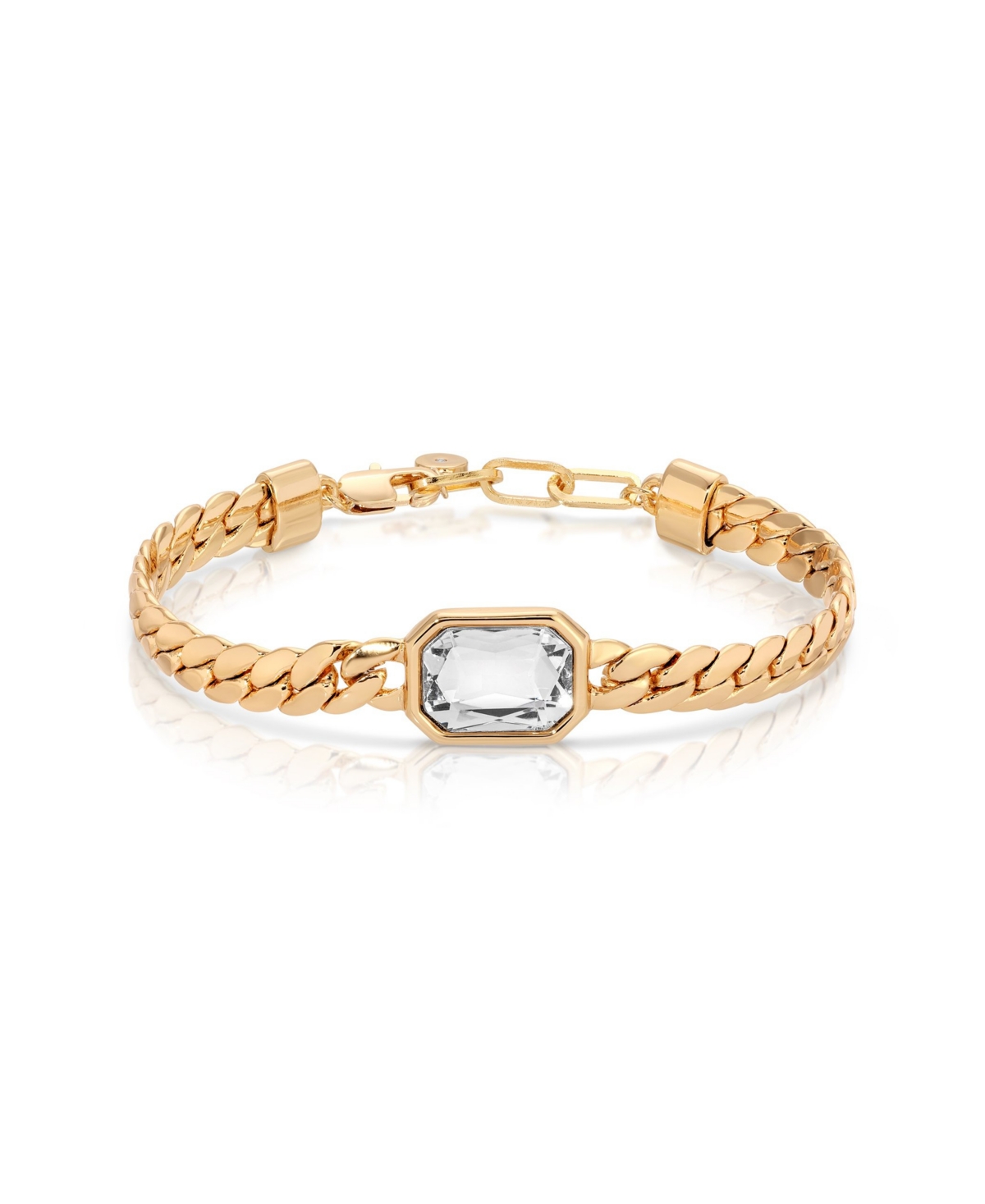 Ettika Deco Crystal Statement Cuban Chain Bracelet In Gold