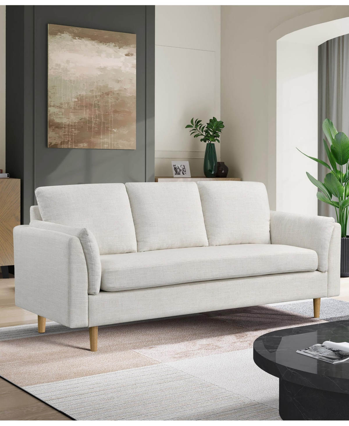 Studio Living 79" Polyester Sydney Sofa In Cream