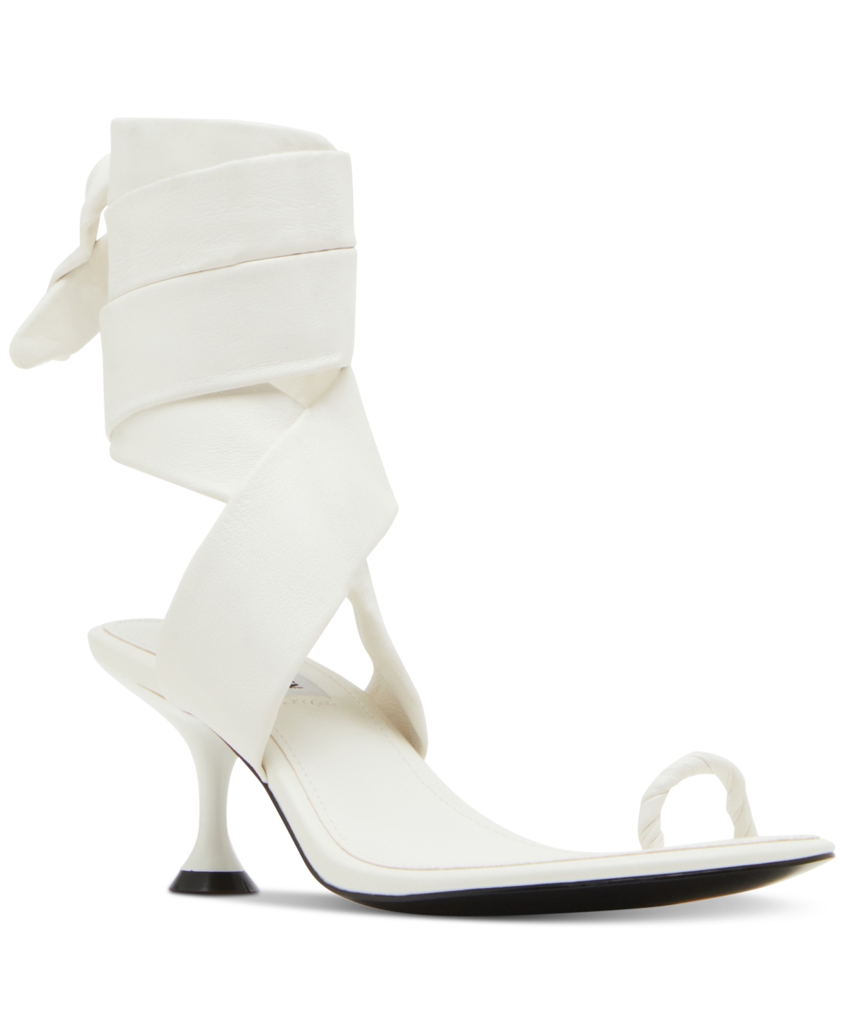 Steve Madden Utilize Womens Faux Leather Wrap Heels In White Leather