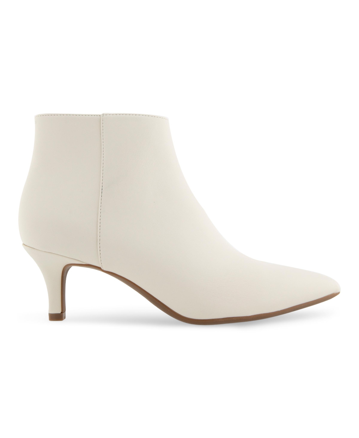 Aerosoles Edith Ankle Mid Heel Booties - Eggnog Smooth Faux Leather - Polyurethan