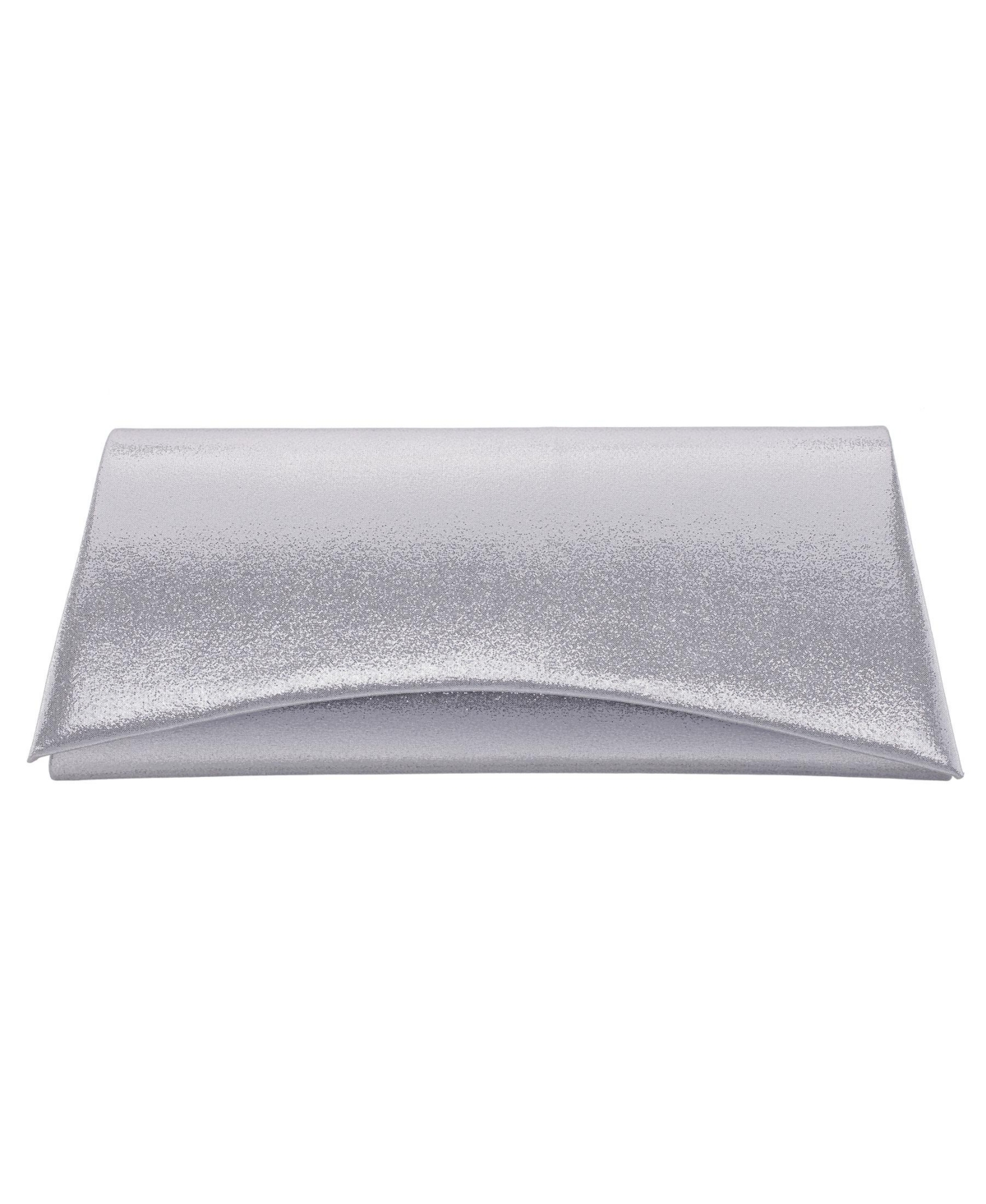 Nina Curved Flap Slim Magnetic Clutch In True Silver