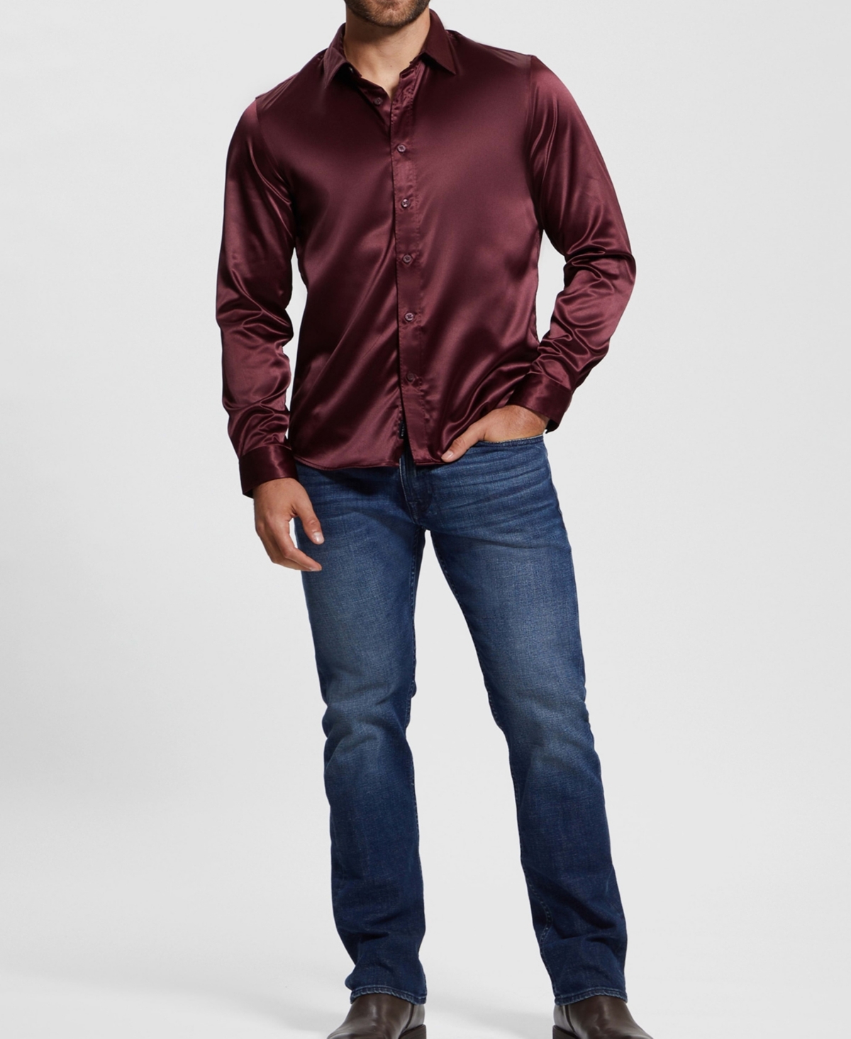 Guess Men's Regal Long Sleeve Shirt In Red