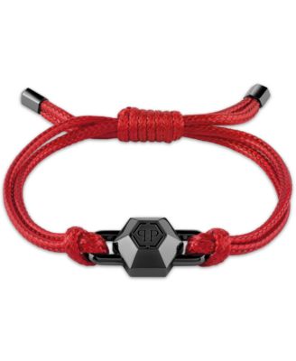 Philipp Plein - IP Gunmetal-Tone Logo Charm Cord Slider Bracelet