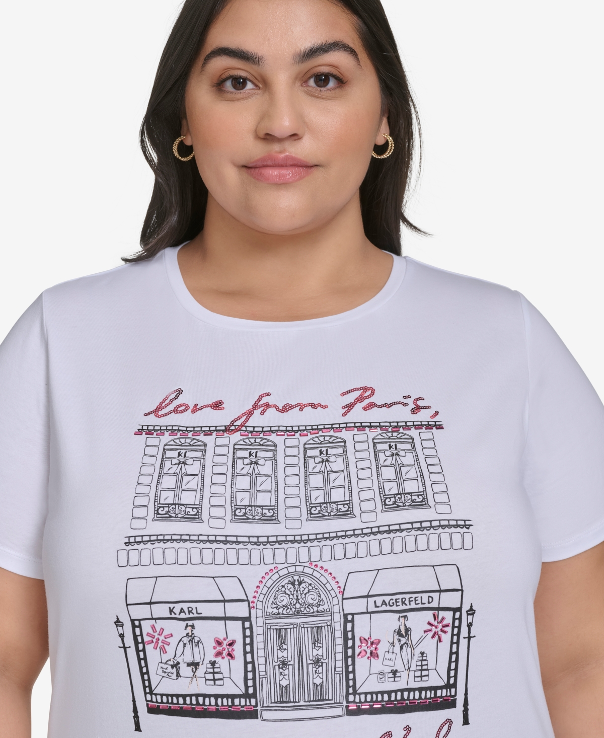 KARL LAGERFELD PLUS SIZE LOVE FROM PARIS CITY GRAPHIC T-SHIRT, EXCLUSIVELY AT MACY'S 