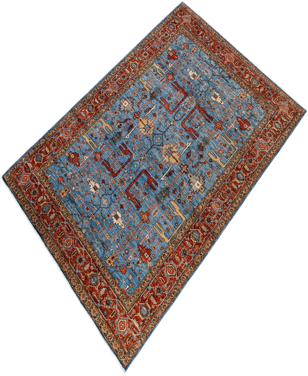 Adorn Hand Woven Rugs Serapi M1999 6'1"x8'9" Area Rug In Light Blue