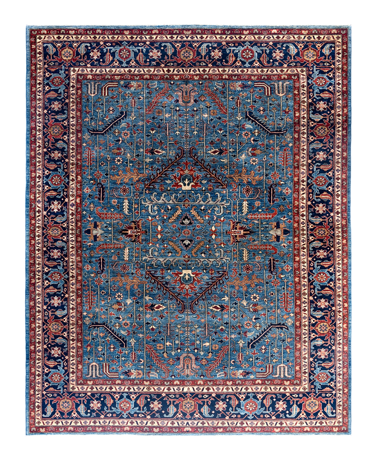 Adorn Hand Woven Rugs Serapi M1999 9'4"x11'11" Area Rug In Light Blue