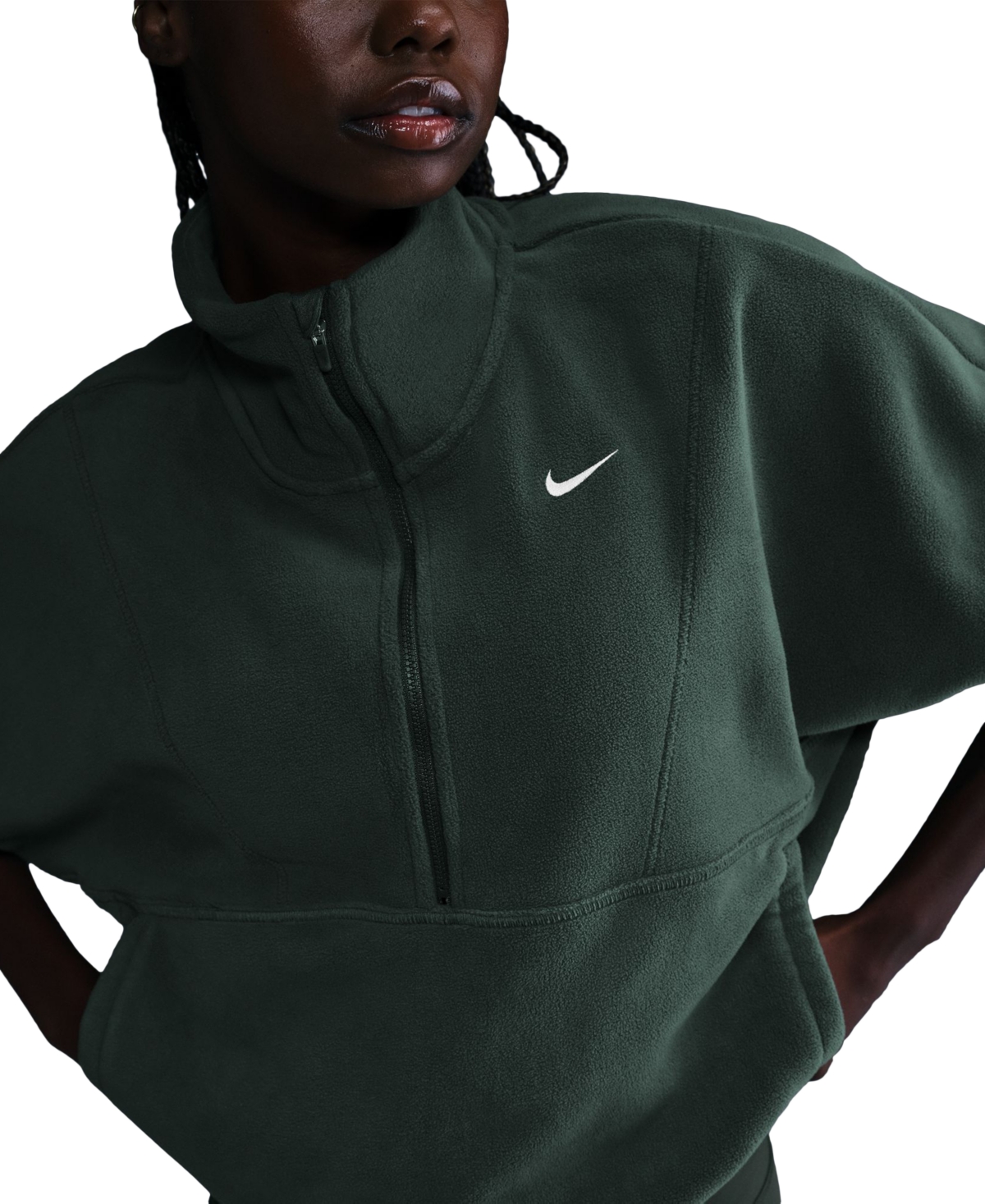 Nike Women's One Therma-fit 1/2-Zip Fleece Top -whit