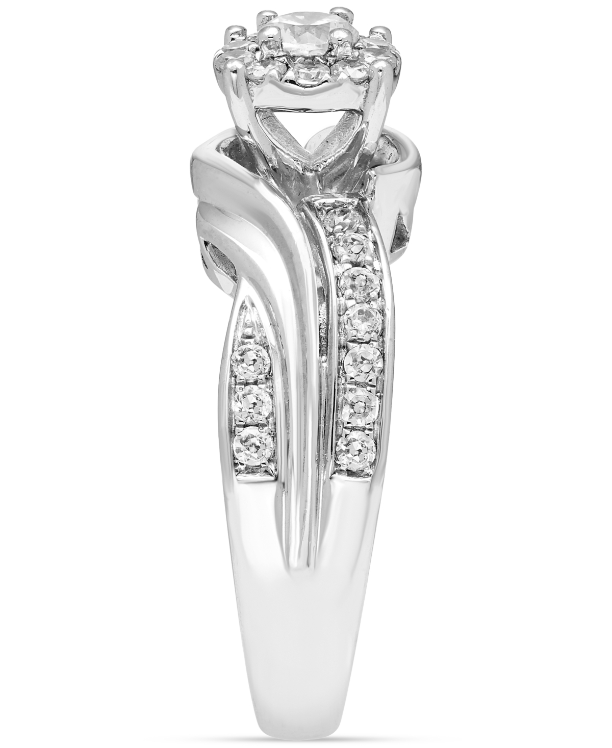 Macy's Diamond Halo Twist Engagement Ring (1/2 Ct. T.w.) In 14k White Gold In White Gold