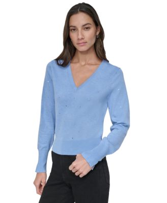 DKNY Jeans - Women's Studded V-Neck Sweater