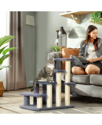 4 Levels Cat Steps with Scratching Posts for High Bed, Sofa,
