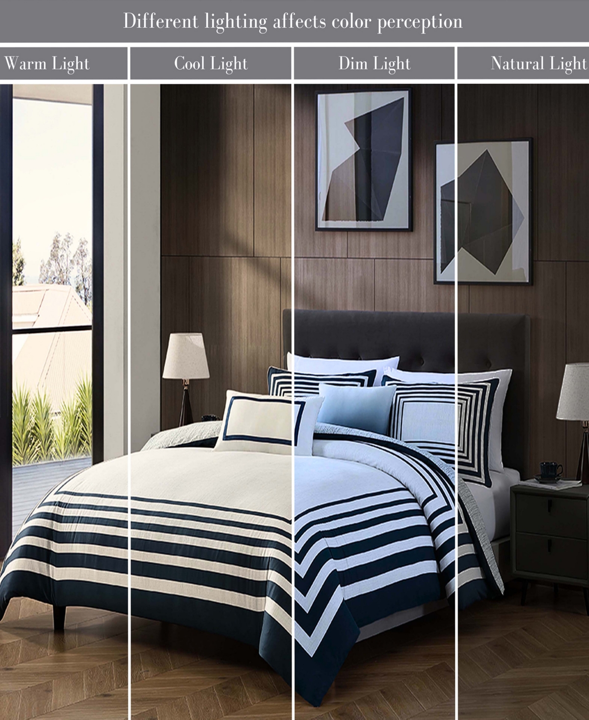 Bebejan Frames Bedding 200 Thread Count 100% Cotton Sateen 5 Piece Size Reversible Comforter Set