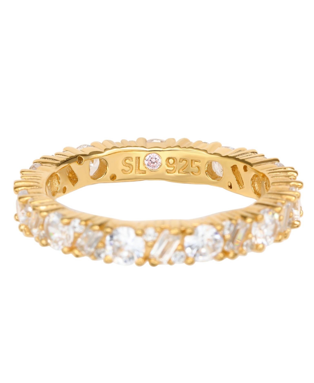 Suzy Levian New York Suzy Levian Sterling Silver Cubic Zirconia Round Baguette Cluster Eternity Band