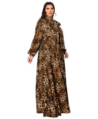 Plus Size Luciana Leopard Print Pocket Maxi Dress
