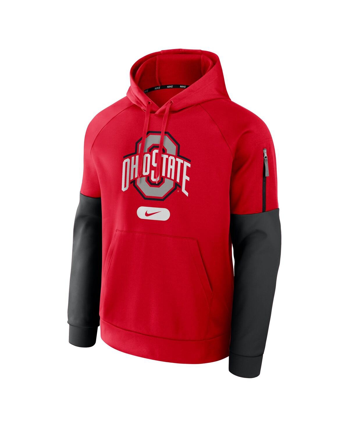 NIKE MEN'S SCARLET OHIO STATE BUCKEYES FITNESS PERFORMANCE PULLOVER HOODIE