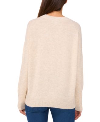 Women's Valentine's Crewneck Heart-Print Long-Sleeve Sweater