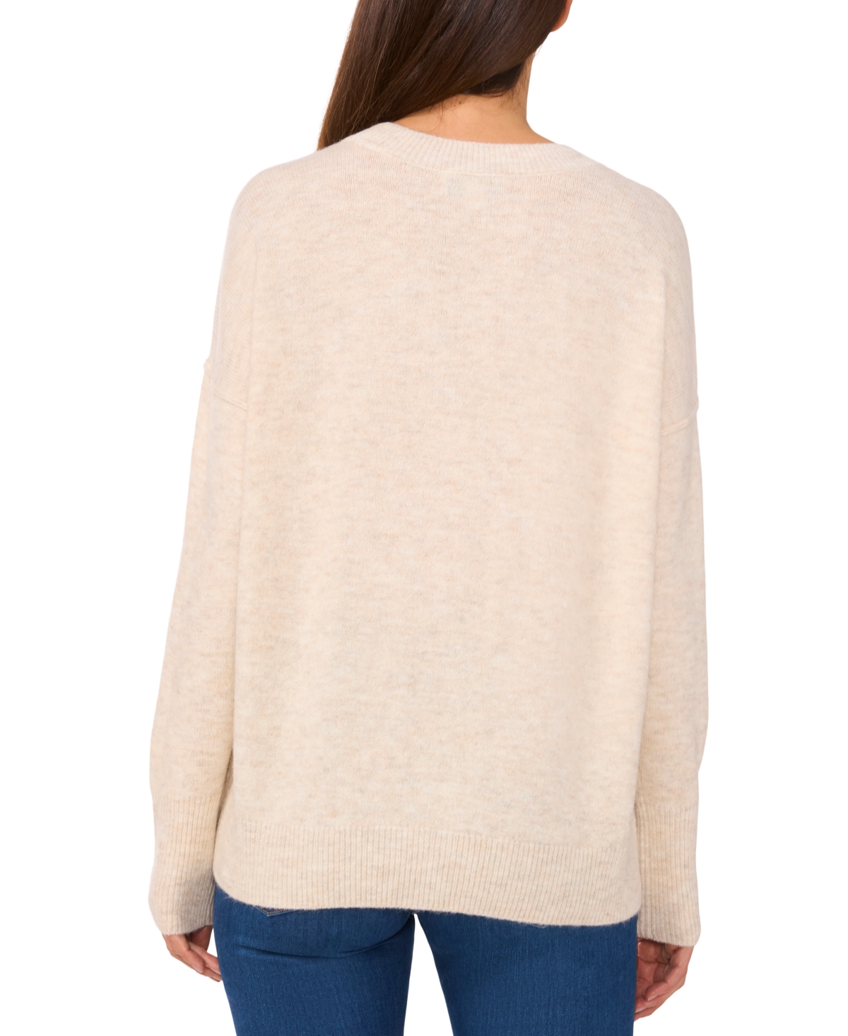 CeCe Women's Long-Sleeve Crewneck Heart Sweater
