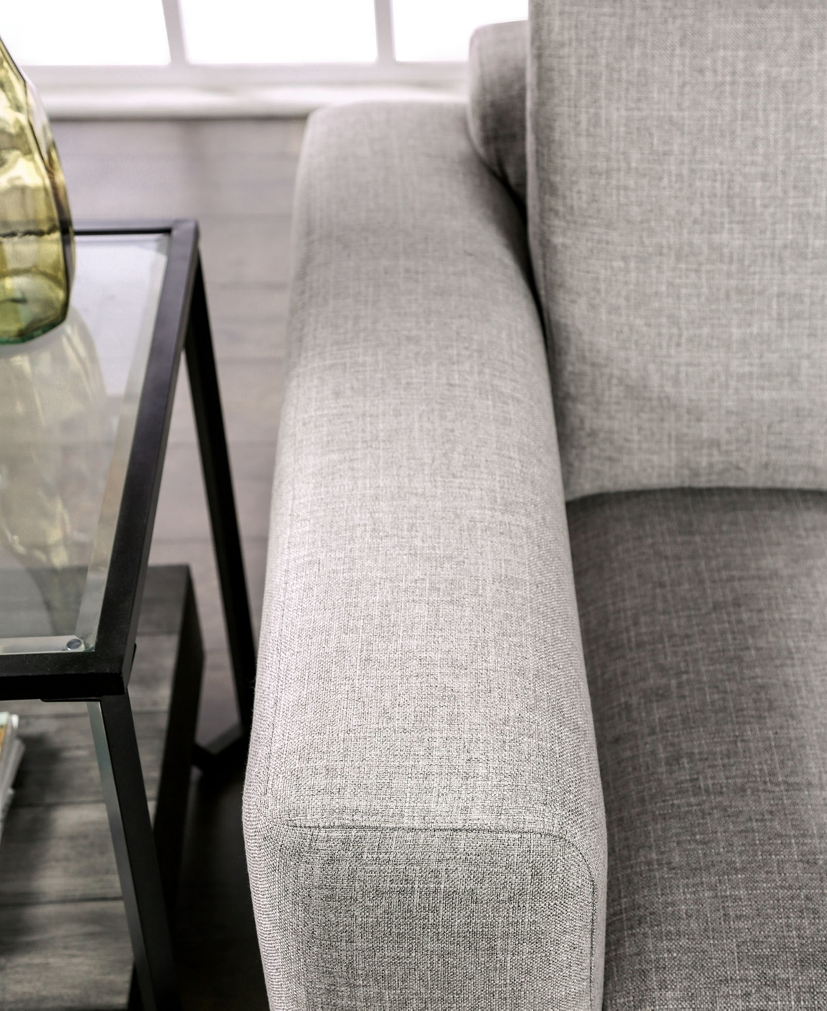 Furniture Of America 65" Danio Chenille 2-seater Track Arm Loveseat In Gray