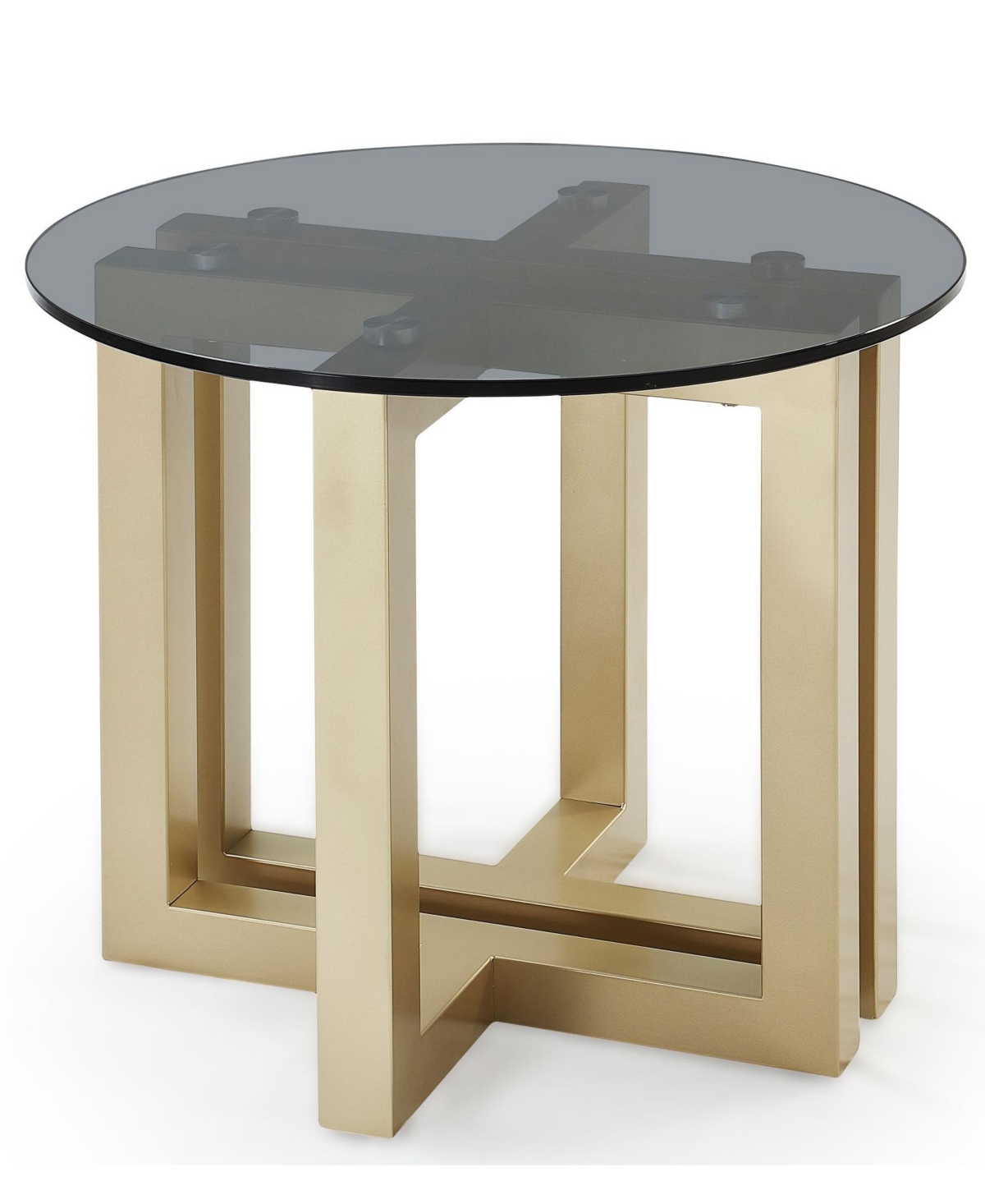 Macy's Emila 24" Round Glass Mix And Match End Table In Smoked Glass,champagne