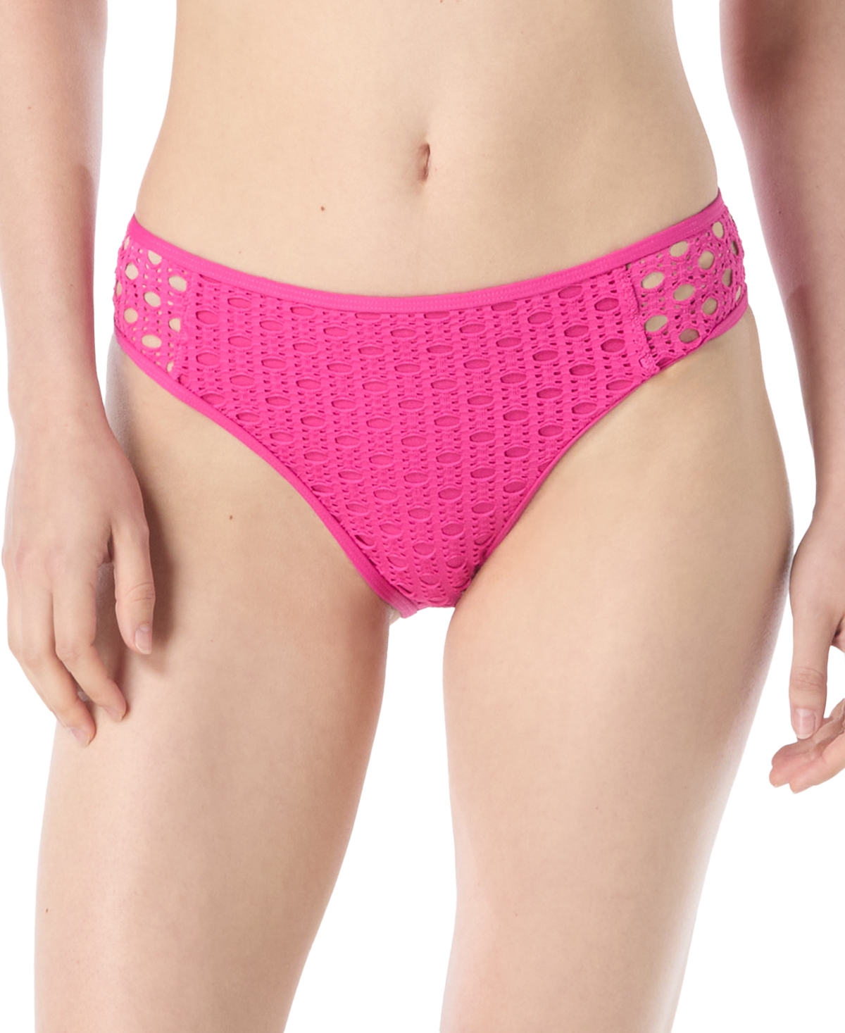 Carmen Marc Valvo Crochet Bikini Bottom In Pink