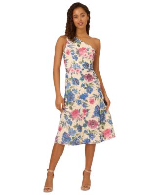 Adrianna Papell Women's Asymmetric-Neck Soutache Midi Dress - Macy's