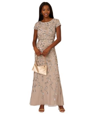 Adrianna Papell - Women's Boat-Neck Blouson Beaded Gown