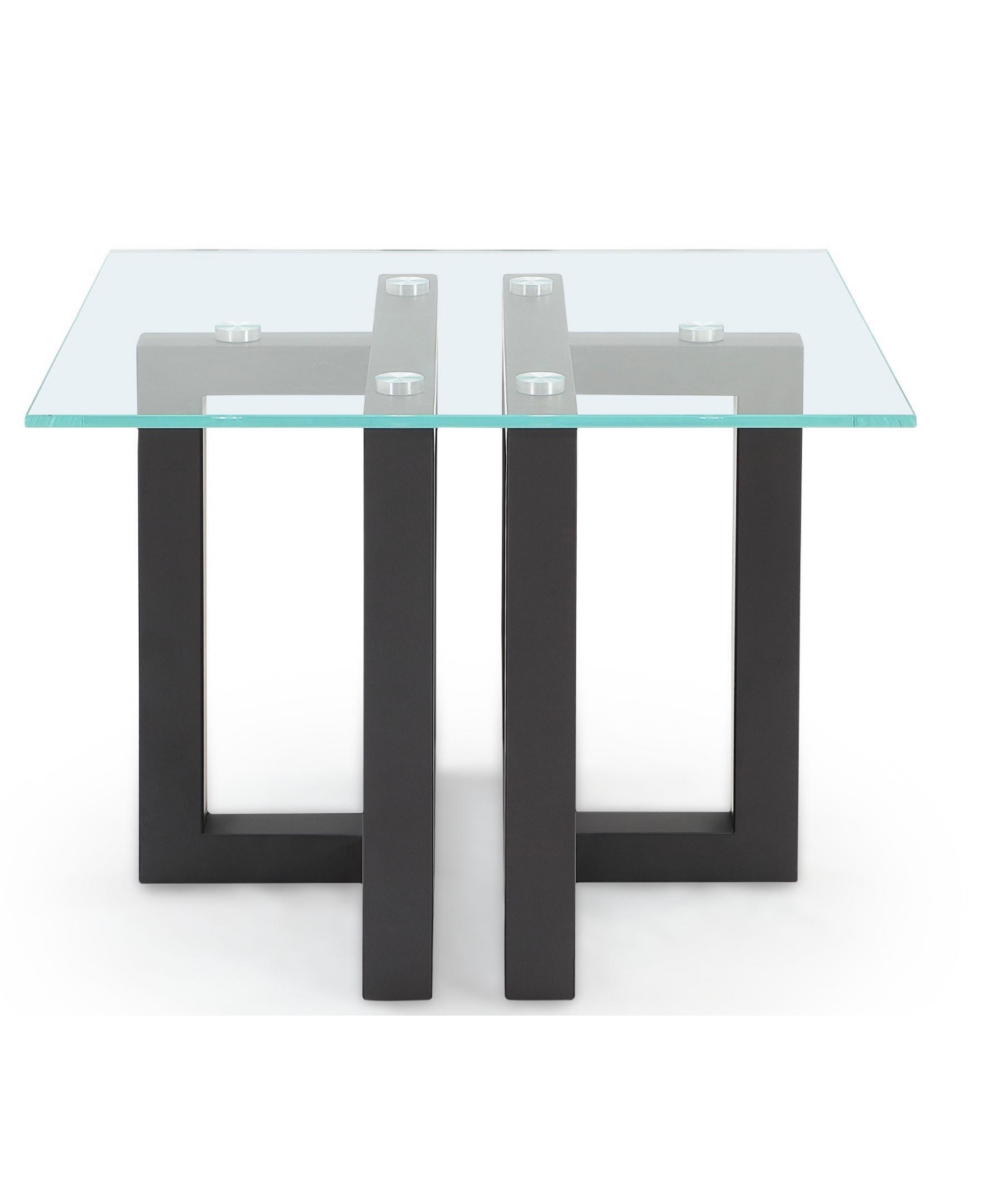 Macy's Emila 24" Square Glass Mix And Match End Table In Clear Glass,gunmetal