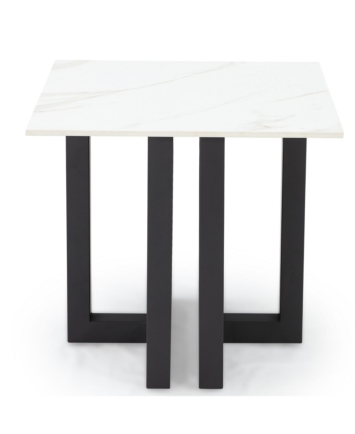 Macy's Emila 24" Square Sintered Stone Mix And Match End Table In Stone White,gunmetal