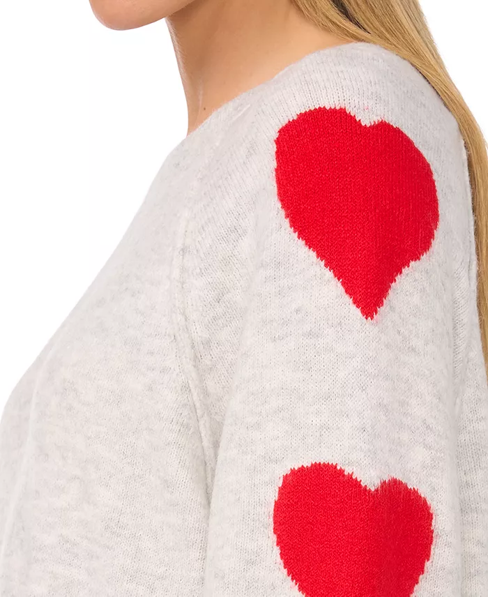 Women’s Valentine's Crewneck Heart-Print Raglan Long-Sleeve Sweater - thumbnail 3