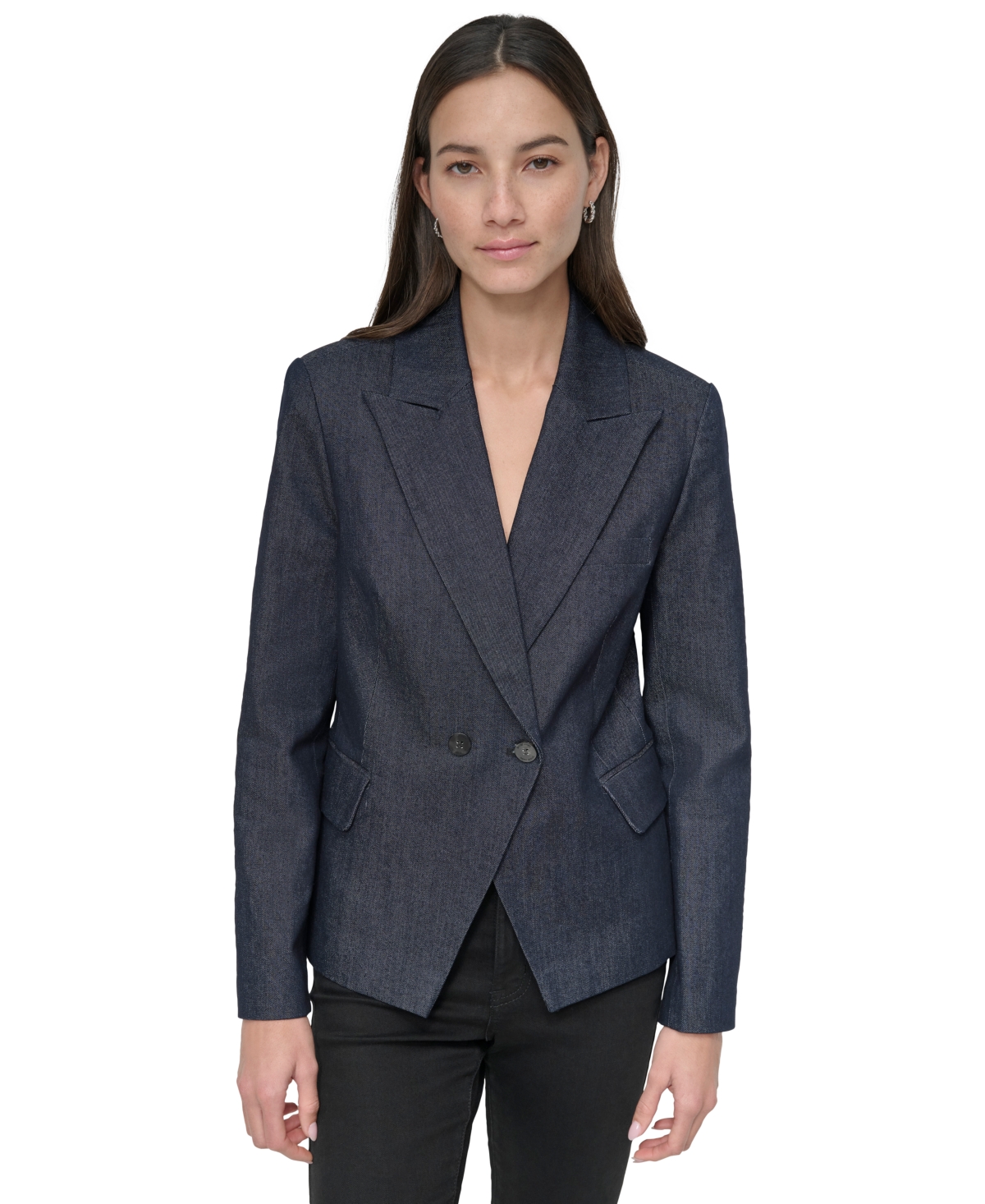 DKNY JEANS WOMEN'S DOUBLE-BREASTED DENIM BLAZER 