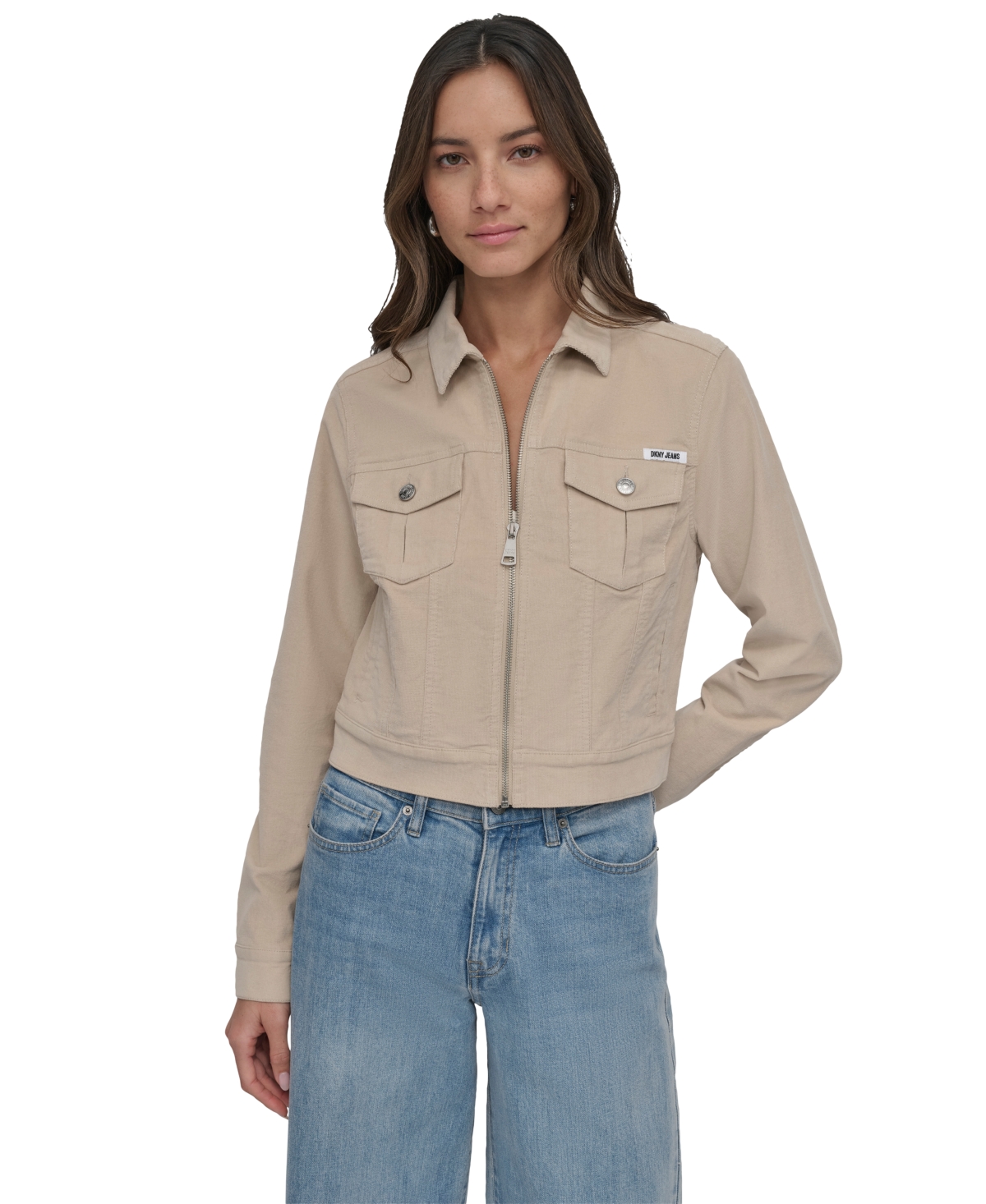 Women's Corduroy Zip-Up Jacket - J1U - CHINO KHAKI