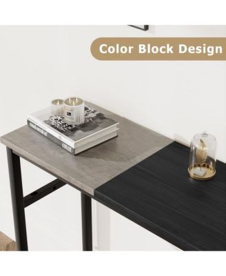 Console Table, Color Block Entryway Table with Storage, 39.3”Narrow Sofa Table with Adjustable Shelf