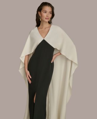 【Donna Karan New York】Chiffon-Cape-Overlay Gown Asymmetric Cape Overlay Gown | Gown | Donna Karan