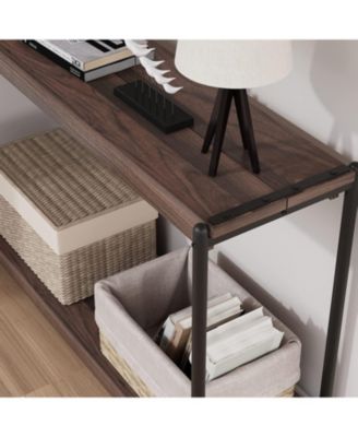 Console Table, 39.5 Inch Narrow Entryway Table with 2- Tiers Storage Shelves, Entrance Table