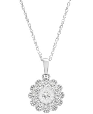 Macy's - Diamond Halo 20" Pendant Necklace (1/2 ct. t.w.) in 14k White Gold