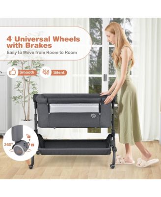 3-in-1 Portable Baby Bassinet Bedside Sleeper Cradle with Mattress& Storage Basket