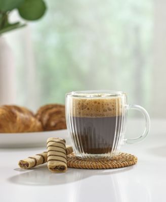 Fluted Savor Double Wall Espresso Coffee Glasses, Set of 4