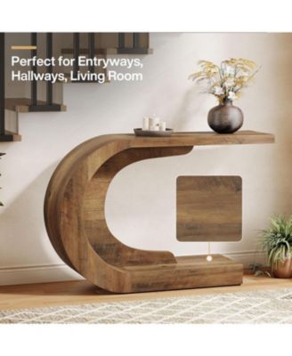   43.3"   Engineered Wood   C-Shaped, Mid-Century Modern, Compact, Heavy-Duty   Console Table