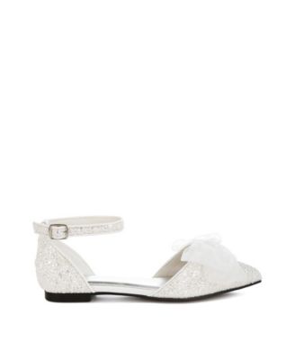 Clarice Sheer Bow Detail Glitter Flat Sandals