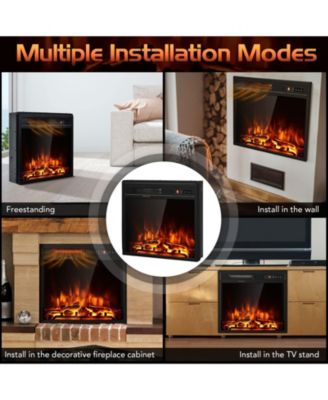 18 Inch 1500W Electric Fireplace Freestanding and Recessed Heater