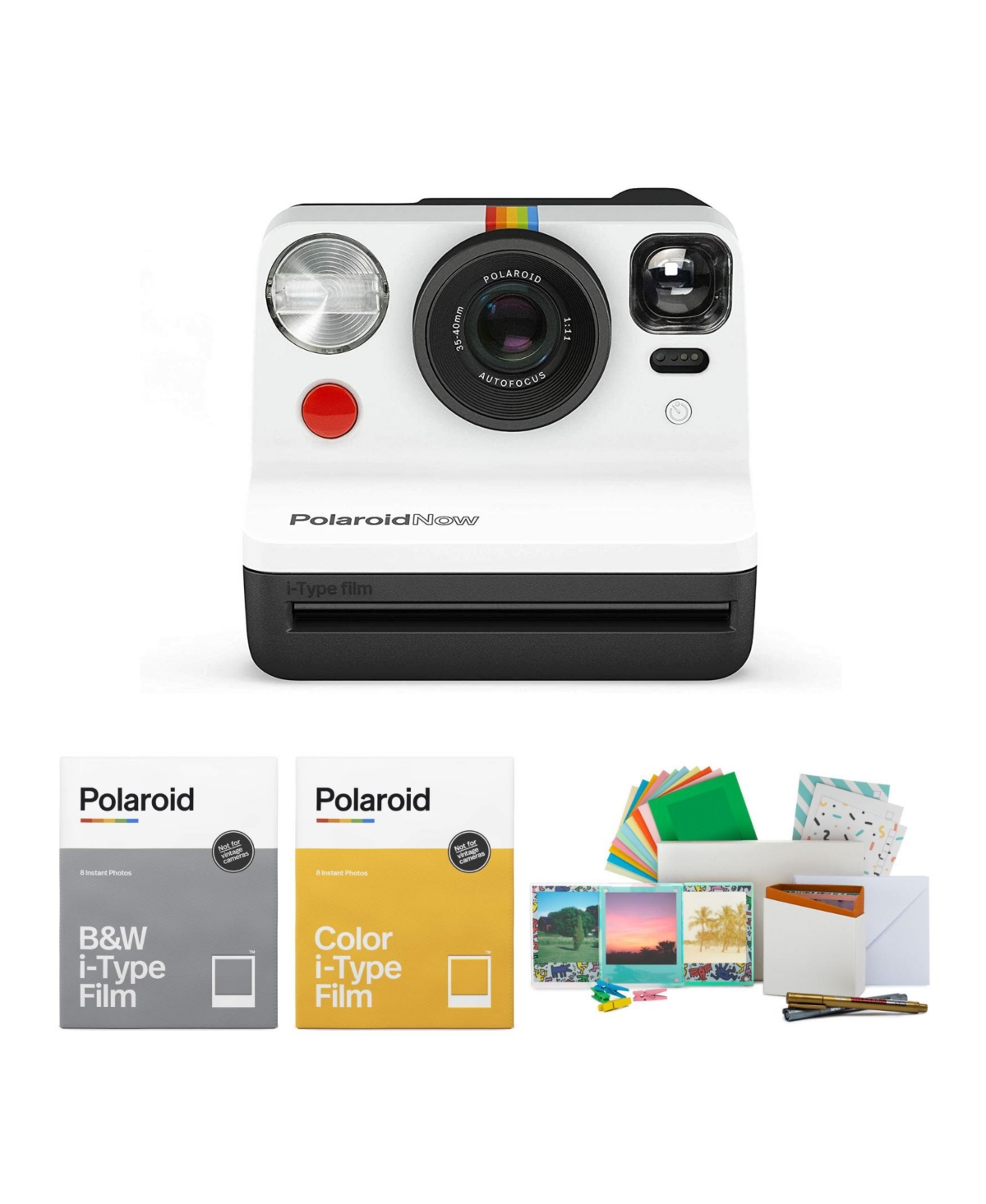 Polaroid Now Vf i-Type Instant Camera (B&W) Bundle with Film &Accessories