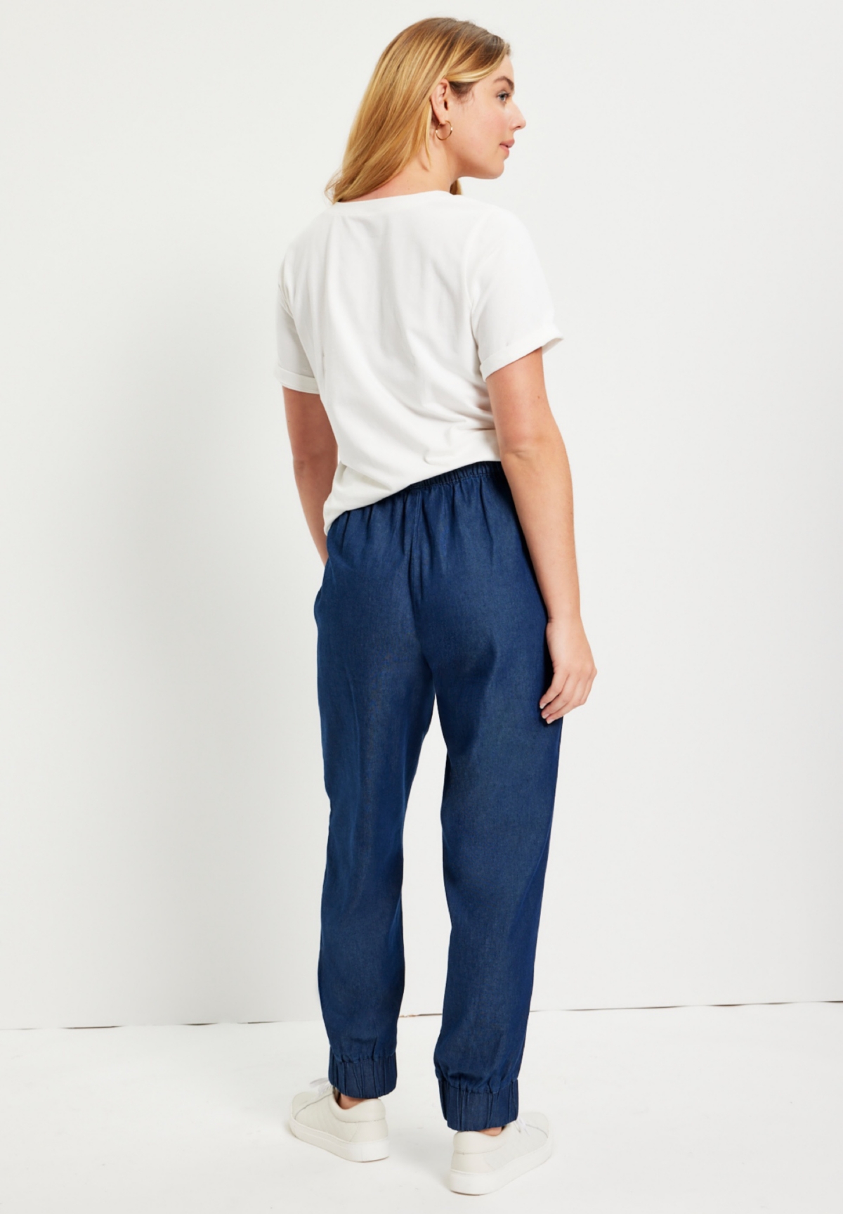 June + Vie Plus Size June + Vie Drawstring Denim Jogger