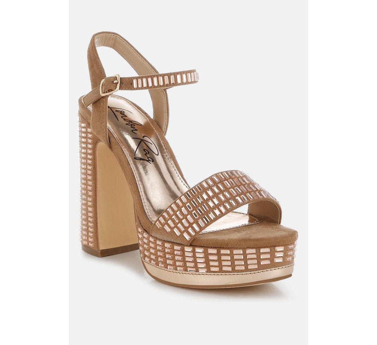 London Rag Starlet Rhinestones Embellished Ankle Strap Heels