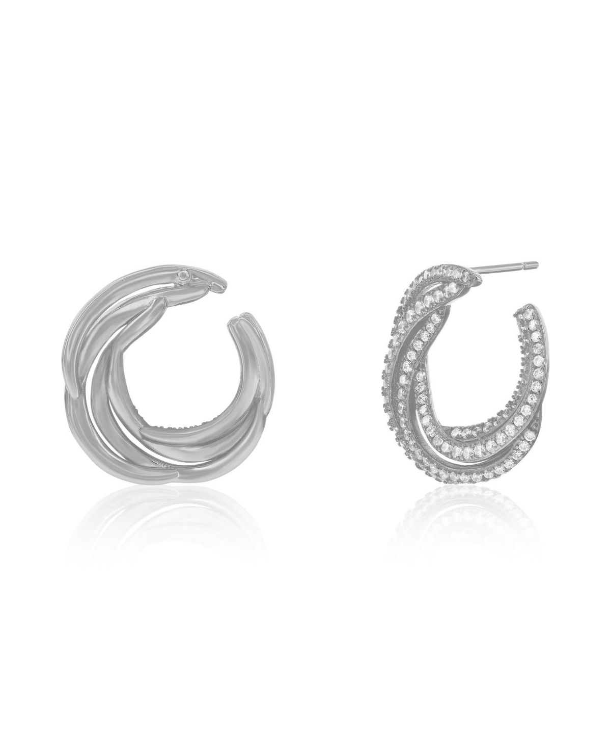 Suzy Levian New York Suzy Levian Sterling SilverCubic Zirconia Open Circle Pave Earrings - White
