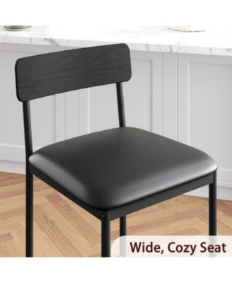 Bar Stools Set of 4, Kitchen Bar Stools with Footrest, 25.5 Inches Upholstered Bar Chairs with Back, 4 Counter Height Barstools for Counter Bar