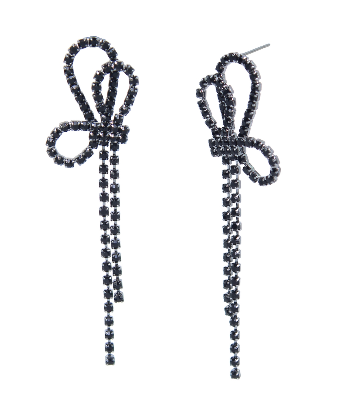 Steve Madden Faux Stone Bow Earrings In Black,hematite