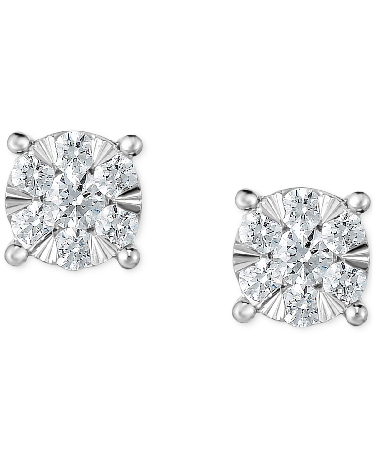 Trumiracle Diamond Cluster Stud Earrings (1/2 Ct. T.w.) In 14k White Gold In White Gold