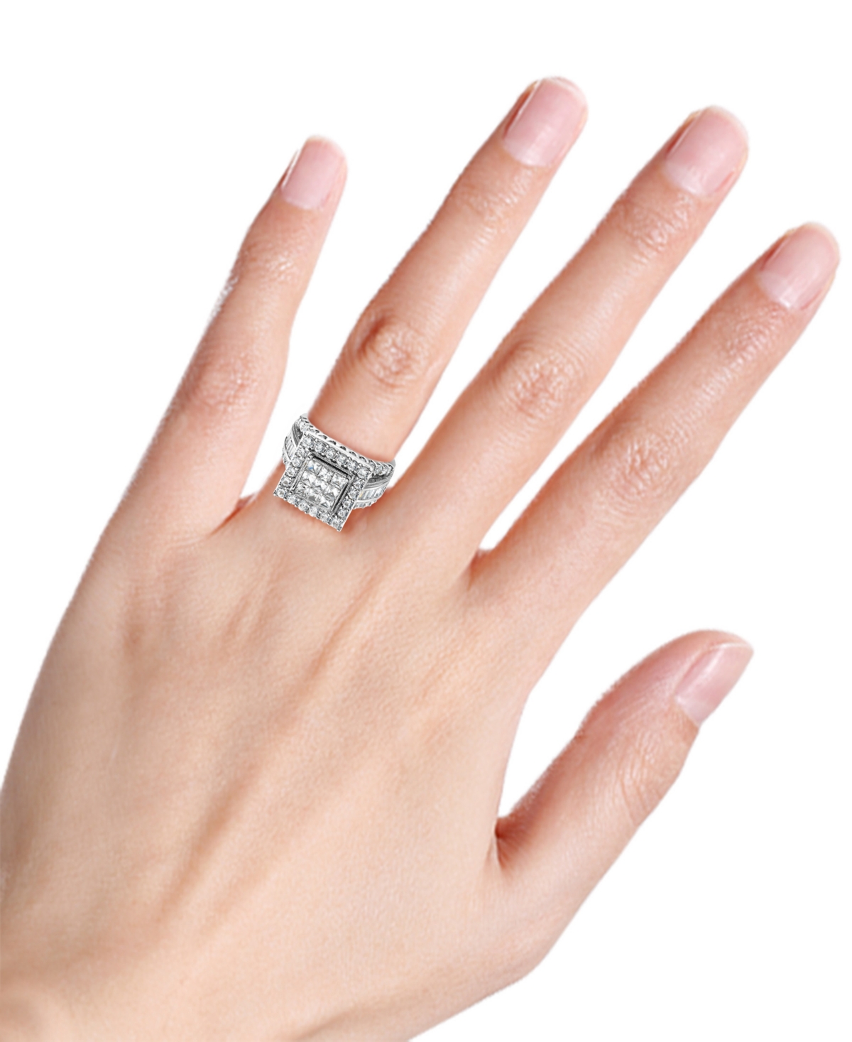 Macy's Diamond Cluster Square Halo Ring (2-1/2 Ct. T.w.) In 14k White Gold In White Gold