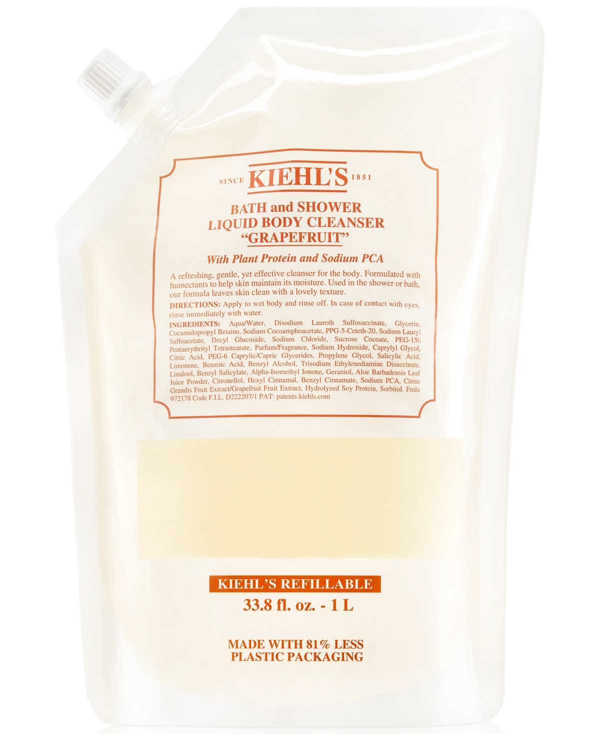Grapefruit Bath & Shower Liquid Body Cleanser Refill Pouch, 33.8 oz.