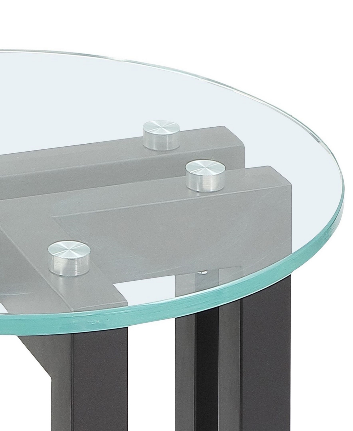 Macy's Emila 24" Round Glass Mix And Match End Table In Clear Glass,gunmetal