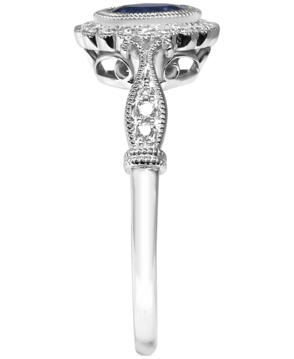 Macy's Sapphire (1/2 Ct. T.w.) & Diamond (1/8 Ct. T.w.) Halo Ring In 14k White Gold In Sapphire